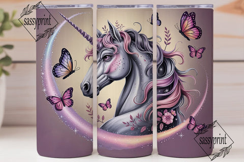 Magical Unicorn Butterfly 20oz Tumbler Sublimation sassyprint 
