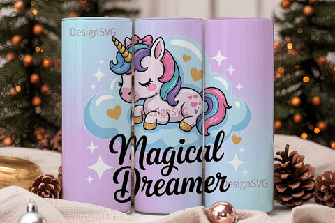 Magical Unicorn Dreamer 20oz Tumbler Sublimation DesignSVG 