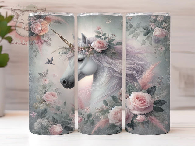 Magical Unicorn Floral Tumbler Wrap, Floral Tumbler Design, Spring Tumbler Wrap, 20oz Skinny Tumbler, Magical Tumbler Design, Flower Tumbler Wrap, Sublimation Tumbler Wrap Sublimation Lara' s Designs 