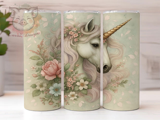 Magical Unicorn Floral Tumbler Wrap, Floral Tumbler Design, Spring Tumbler Wrap, 20oz Skinny Tumbler, Magical Tumbler Design, Flower Tumbler Wrap, Sublimation Tumbler Wrap Sublimation Lara' s Designs 