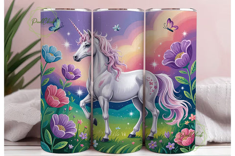 Magical Unicorn Tumbler Wrap PNG Sublimation PixelChick 