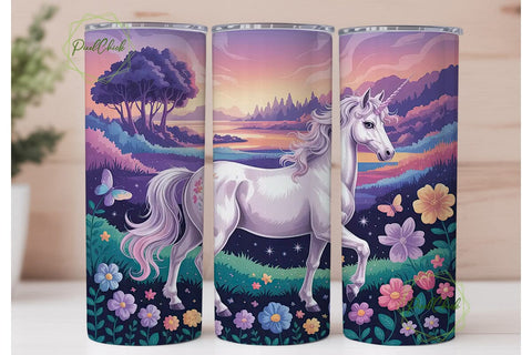 Magical Unicorn Tumbler Wrap PNG Sublimation PixelChick 
