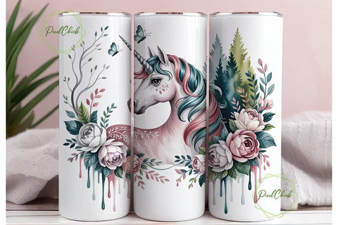 Magical Unicorn Tumbler Wrap PNG Sublimation PixelChick 