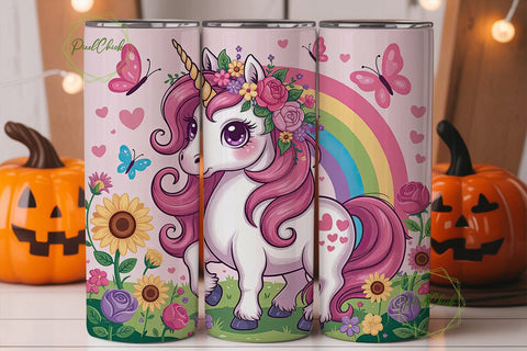 Magical Unicorn Tumbler Wrap PNG Sublimation PixelChick 
