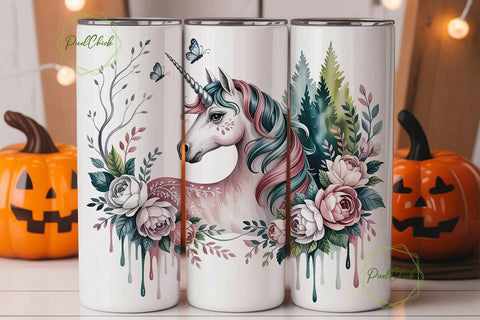 Magical Unicorn Tumbler Wrap PNG Sublimation PixelChick 
