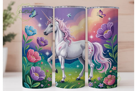 Magical Unicorn Tumbler Wrap PNG Sublimation PixelChick 