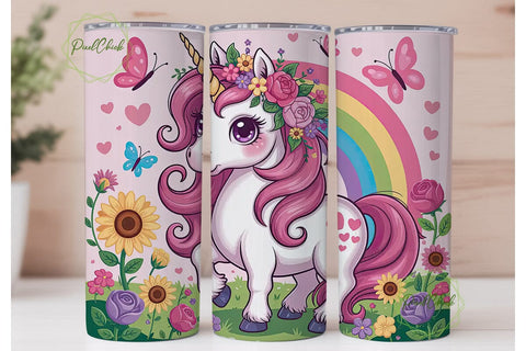 Magical Unicorn Tumbler Wrap PNG Sublimation PixelChick 
