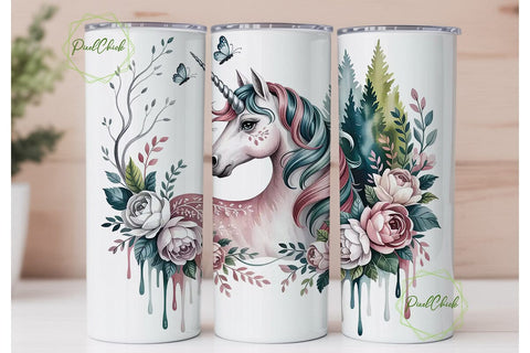 Magical Unicorn Tumbler Wrap PNG Sublimation PixelChick 