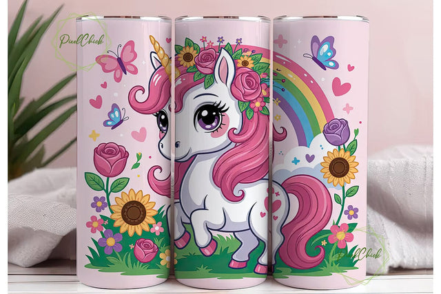 Magical Unicorn Tumbler Wrap PNG Sublimation PixelChick 