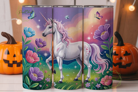 Magical Unicorn Tumbler Wrap PNG Sublimation PixelChick 