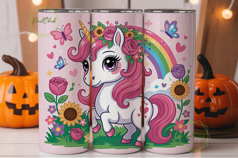 Magical Unicorn Tumbler Wrap PNG Sublimation PixelChick 