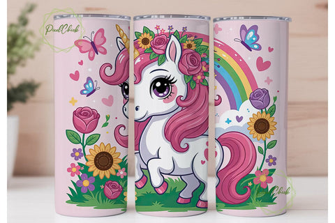 Magical Unicorn Tumbler Wrap PNG Sublimation PixelChick 