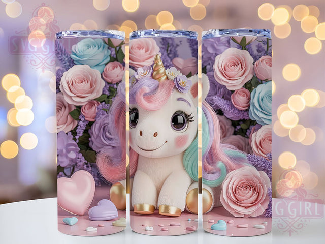 Magical Unicorn Valentine Tumbler, Valentine Tumbler, Floral Bow Design, 20oz Tumbler Wrap, Sublimation Design, Cute Unicorn Valentine, Magical Love Wrap Sublimation SvggirlplusArt 