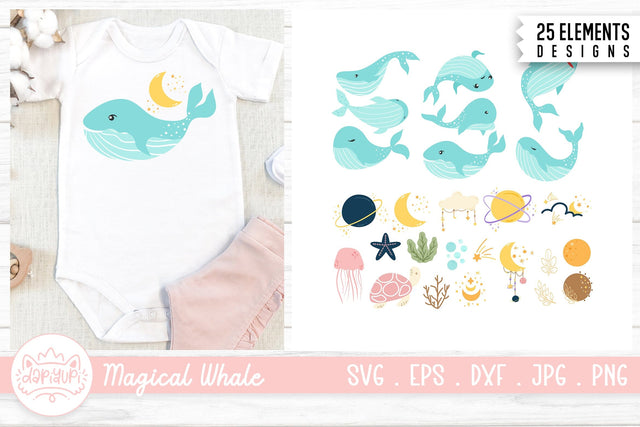 Magical Whale Nursery Clipart Bundle SVG dapiyupi store 
