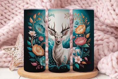 Magical White Deer 20oz Tumbler Wrap Sublimation DesignSVG 