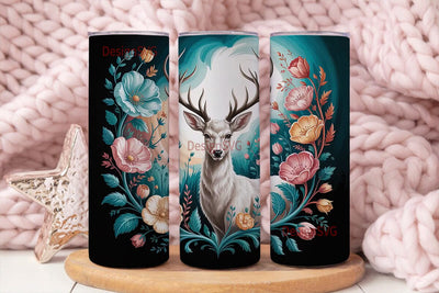 Magical White Deer 20oz Tumbler Wrap Sublimation DesignSVG 