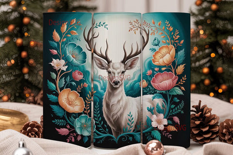Magical White Deer 20oz Tumbler Wrap Sublimation DesignSVG 