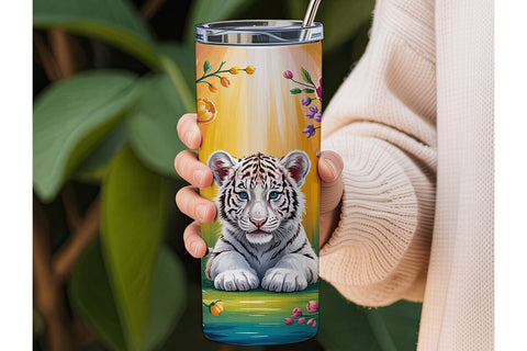 Magical White Tiger 20oz Tumbler Wrap Sublimation DesignSVG 