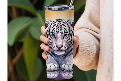 Magical White Tiger 20oz Tumbler Wrap Sublimation DesignSVG 