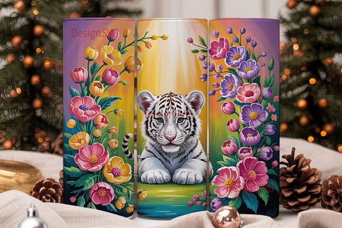 Magical White Tiger 20oz Tumbler Wrap Sublimation DesignSVG 