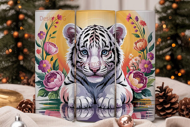 Magical White Tiger 20oz Tumbler Wrap Sublimation DesignSVG 
