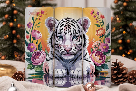 Magical White Tiger 20oz Tumbler Wrap Sublimation DesignSVG 