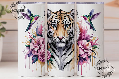Magical White Tiger 20oz Tumbler Wrap Sublimation sassyprint 