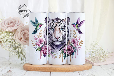 Magical White Tiger 20oz Tumbler Wrap Sublimation sassyprint 