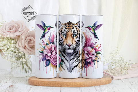 Magical White Tiger 20oz Tumbler Wrap Sublimation sassyprint 