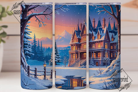 Magical Winter Castle 20oz Tumbler Wrap Sublimation sassyprint 