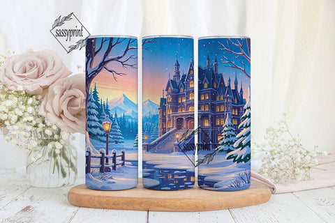 Magical Winter Castle 20oz Tumbler Wrap Sublimation sassyprint 