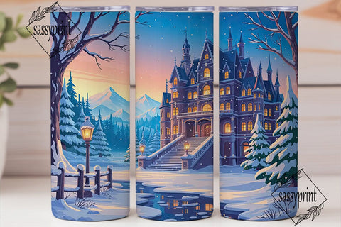 Magical Winter Castle 20oz Tumbler Wrap Sublimation sassyprint 