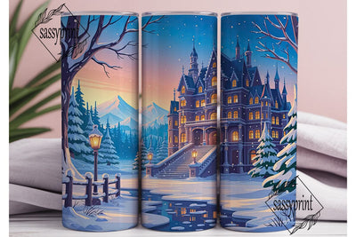Magical Winter Castle 20oz Tumbler Wrap Sublimation sassyprint 