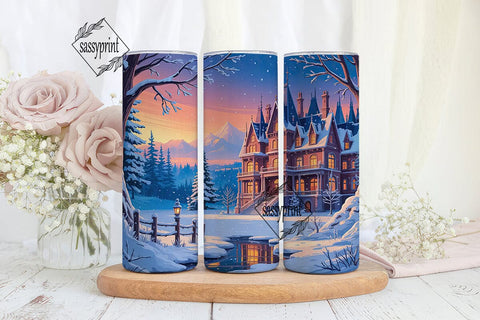 Magical Winter Castle 20oz Tumbler Wrap Sublimation sassyprint 