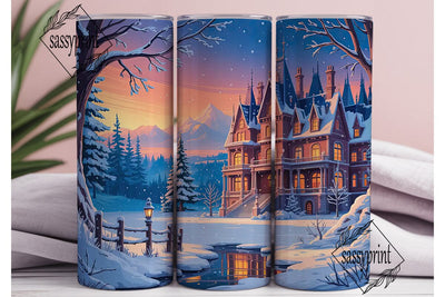 Magical Winter Castle 20oz Tumbler Wrap Sublimation sassyprint 