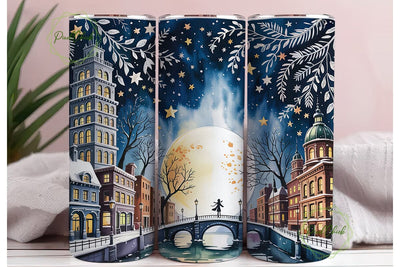 Magical Winter City 20oz Tumbler Wrap Sublimation PixelChick 