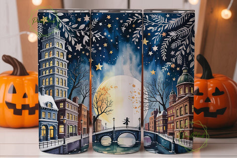 Magical Winter City 20oz Tumbler Wrap Sublimation PixelChick 