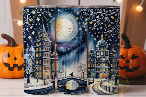Magical Winter City 20oz Tumbler Wrap Sublimation PixelChick 