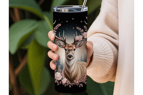 Magical Winter Deer 20oz Tumbler Wrap Sublimation DesignSVG 