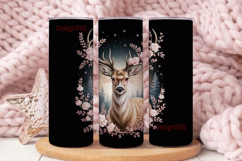 Magical Winter Deer 20oz Tumbler Wrap Sublimation DesignSVG 