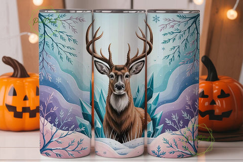 Magical Winter Deer 20oz Tumbler Wrap Sublimation PixelChick 