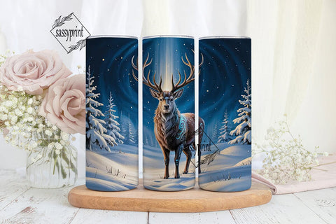 Magical Winter Deer 20oz Tumbler Wrap Sublimation sassyprint 