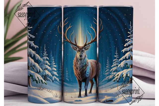 Magical Winter Deer 20oz Tumbler Wrap Sublimation sassyprint 
