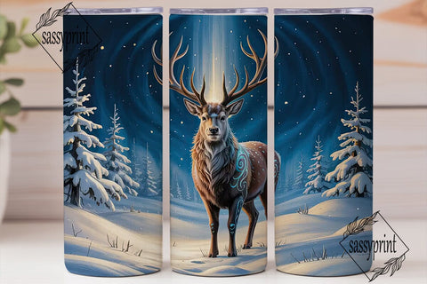 Magical Winter Deer 20oz Tumbler Wrap Sublimation sassyprint 