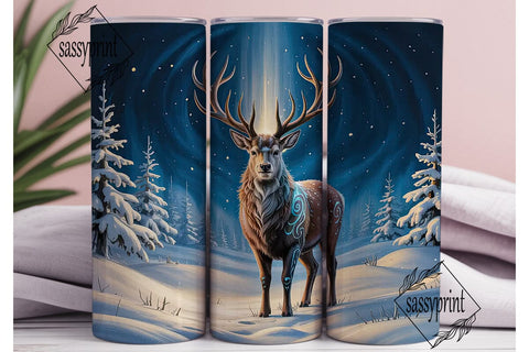 Magical Winter Deer 20oz Tumbler Wrap Sublimation sassyprint 