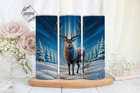 Magical Winter Deer 20oz Tumbler Wrap Sublimation sassyprint 