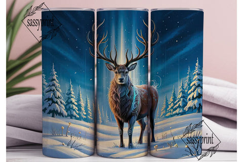 Magical Winter Deer 20oz Tumbler Wrap Sublimation sassyprint 