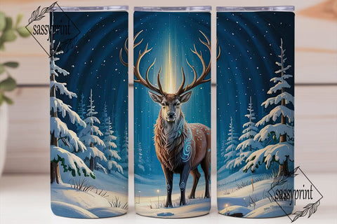 Magical Winter Deer 20oz Tumbler Wrap Sublimation sassyprint 