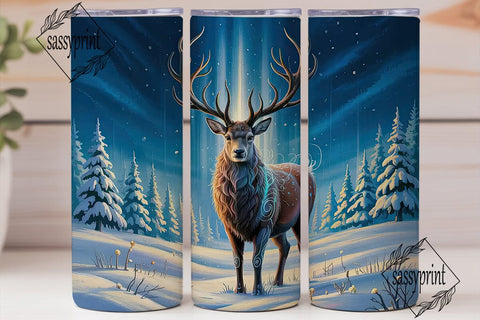 Magical Winter Deer 20oz Tumbler Wrap Sublimation sassyprint 