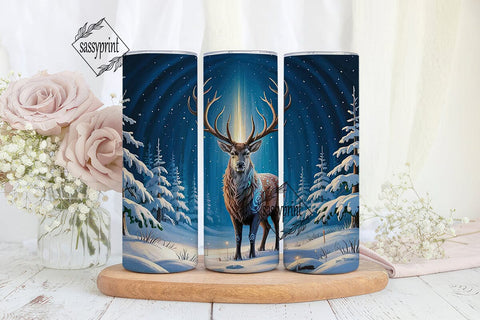 Magical Winter Deer 20oz Tumbler Wrap Sublimation sassyprint 